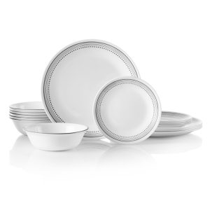 Corelle® Mystic Gray 18-piece Mugless Dinnerware Set. Service for 6